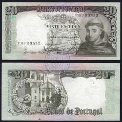 Nota de 20 Escudos 1964 Santo António, 20$00 26/05/1964 Chapa: 7 - Banco de Portugal (Circulada), Pick 167