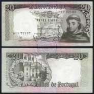 20 Escudos Banknote 1964 Saint Anthony, 20$00 26/05/1964 Plate: 7 - Bank of Portugal (Circulated), Pick 167