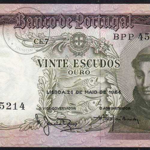 20 Escudos Banknote 1964 Saint Anthony, 20$00 26/05/1964 Plate: 7 - Bank of Portugal (Little Circulated), Pick 167