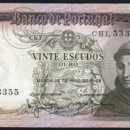 Nota de 20 Escudos 1964 Santo António, 20$00 26/05/1964 Chapa: 7 - Banco de Portugal (Pouco Circulada), Pick 167