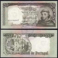 Nota de 20 Escudos 1964 Santo António, 20$00 26/05/1964 Chapa: 7 - Banco de Portugal (Pouco Circulada), Pick 167