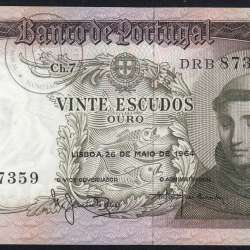 20 Escudos Banknote 1964 Saint Anthony, 20$00 26/05/1964 Plate: 7 - Bank of Portugal (Little Circulated), Pick 167