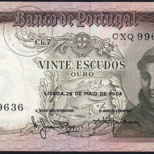 20 Escudos Banknote 1964 Saint Anthony, 20$00 26/05/1964 Plate: 7 - Bank of Portugal (Little Circulated), Pick 167