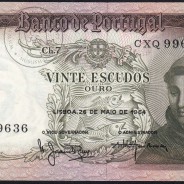 Nota de 20 Escudos 1964 Santo António, 20$00 26/05/1964 Chapa: 7 - Banco de Portugal (Pouco Circulada), Pick 167