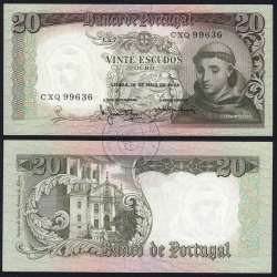 Nota de 20 Escudos 1964 Santo António, 20$00 26/05/1964 Chapa: 7 - Banco de Portugal (Pouco Circulada), Pick 167