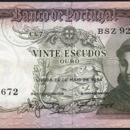 Nota de 20 Escudos 1964 Santo António, 20$00 26/05/1964 Chapa: 7 - Banco de Portugal (Circulada), Pick 167