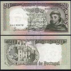 Nota de 20 Escudos 1964 Santo António, 20$00 26/05/1964 Chapa: 7 - Banco de Portugal (Circulada), Pick 167