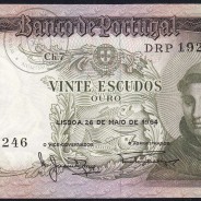 Nota de 20 Escudos 1964 Santo António, 20$00 26/05/1964 Chapa: 7 - Banco de Portugal (Pouco Circulada), Pick 167
