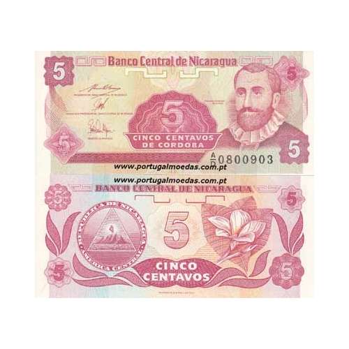 NICARÁGUA - NOTA DE 5 CENTAVOS 1991 ( NÃO CIRCULADA )