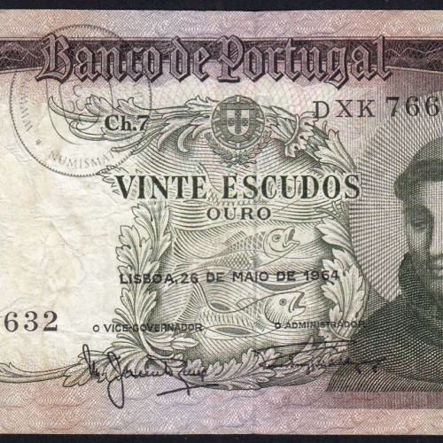 20 Escudos Banknote 1964 Saint Anthony, 20$00 26/05/1964 Plate: 7 - Bank of Portugal (Circulated), Pick 167
