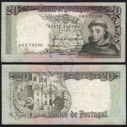 Nota de 20 Escudos 1964 Santo António, 20$00 26/05/1964 Chapa: 7 - Banco de Portugal (Circulada), Pick 167