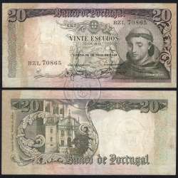 Nota de 20 Escudos 1964 Santo António, 20$00 26/05/1964 Chapa: 7 - Banco de Portugal (Circulada), Pick 167