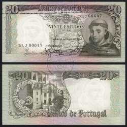 20 Escudos Banknote 1964 Saint Anthony, 20$00 26/05/1964 Plate: 7 - Bank of Portugal (Circulated), Pick 167