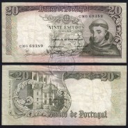 Nota de 20 Escudos 1964 Santo António, 20$00 26/05/1964 Chapa: 7 - Banco de Portugal (Circulada), Pick 167