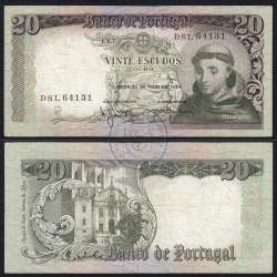 20 Escudos Banknote 1964 Saint Anthony, 20$00 26/05/1964 Plate: 7 - Bank of Portugal (Circulated), Pick 167