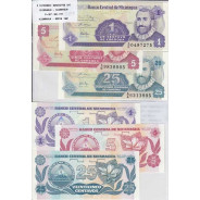 NICARÁGUA - LOTE DE 3 NOTAS DIFERENTES - SERIE 1991 (NÃO CIRCULADAS)