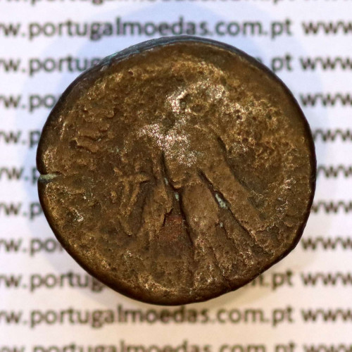 Óbolo de Bronze (AE20), Cleópatra VII, Thea Neotera (51–30 a.C.), ΚΛΕΟΠΑΤΡΑΣ ΒΑΣΙΛΙΣΣΗΣ, Reino Ptolemaico, Alexandria, Egito