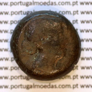 Óbolo de Bronze (AE20), Cleópatra VII, Thea Neotera (51–30 a.C.), ΚΛΕΟΠΑΤΡΑΣ ΒΑΣΙΛΙΣΣΗΣ, Reino Ptolemaico, Alexandria, Egito