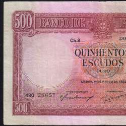 500 Escudos 1952 D.João IV 11/03/1952, 500$00 Quinhentos Escudos Chapa:8 Banco de Portugal, (C), Pick 158