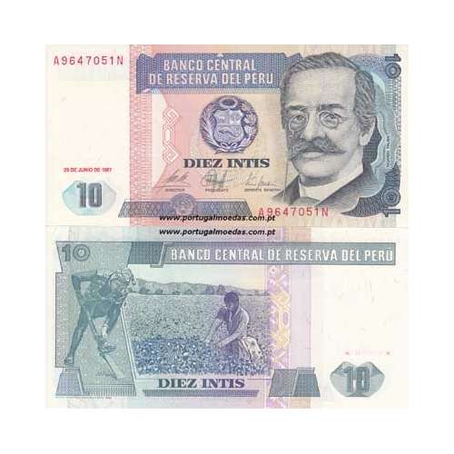 PERU- NOTA DE 10 INTIS 1987 ( NÃO CIRCULADA )