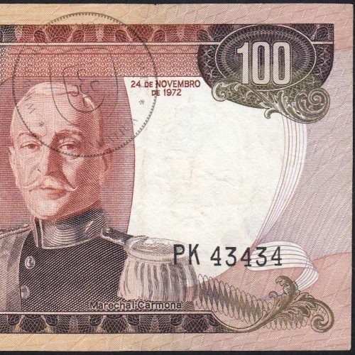 Capicua - Nota de 100 Escudos 1972 Marechal Carmona, 100$00 24/11/1972 - Banco de Angola (Circulada), Pick 101
