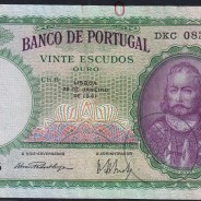 20 Escudos 1941 D. António Menezes 28/01/1941, 20$00 Twenty Escudos 28/01/1941 Plate: 6 Bank of Portugal, (C), Pick 153