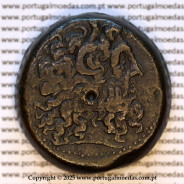 Tetrobol (AE38) de Ptolomeu IV Filopátor,(222–205 a.C.), Alexandria, Zeus-Ammon e Águia com Σ, c/ carimbo: cornucópia