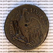 Tetrobol (AE38) de Ptolomeu IV Filopátor,(222–205 a.C.), Alexandria, Zeus-Ammon e Águia com Σ, c/ carimbo: cornucópia