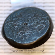 Tetrobol (AE38) de Ptolomeu IV Filopátor,(222–205 a.C.), Alexandria, Zeus-Ammon e Águia com Σ, c/ carimbo: cornucópia