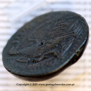 Tetrobol (AE38) de Ptolomeu IV Filopátor,(222–205 a.C.), Alexandria, Zeus-Ammon e Águia com Σ, c/ carimbo: cornucópia