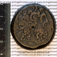Tetrobol (AE38) de Ptolomeu IV Filopátor,(222–205 a.C.), Alexandria, Zeus-Ammon e Águia com Σ, c/ carimbo: cornucópia