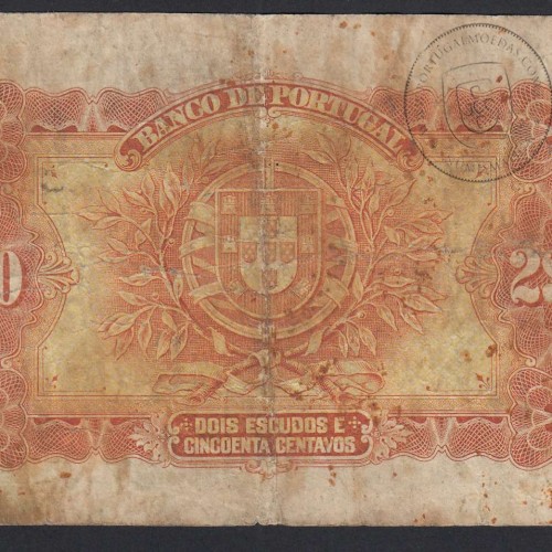 2$50 Escudos Banknote, 1925 Mousinho da Silveira 18/11/1925, 2$50 Escudos Plate: 2 Bank of Portugal, Circulated, Pick 127