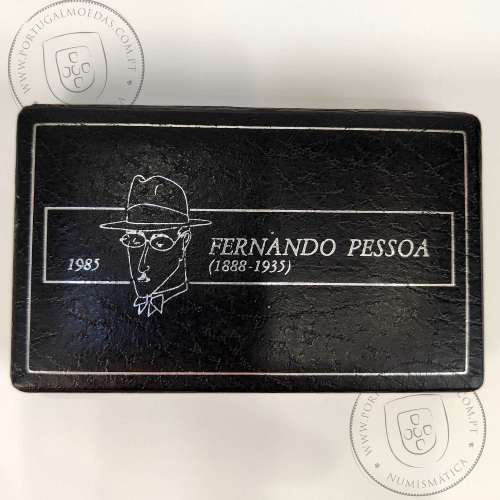 Portugal, PROOF 100 Escudos 1985 Fernando Pessoa silver Proof and Copper-nickel BNC of Poet Fernando Pessoa, with Case, KM 628