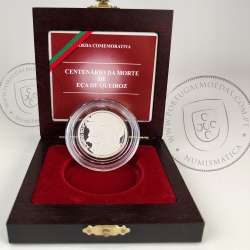 Proof 500 Escudos 2000 Eça de Queiroz, estojo moeda prata Proof 500$00 2000 Eça de Queiroz, World Coins Portugal KM 725a 03