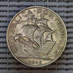 Portugal, silver coin of 10 Escudos 1948, 10$00 1948 silver coin of the Portuguese Republic, (VF+), World Coins Portugal KM 582