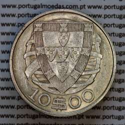 Portugal, silver coin of 10 Escudos 1948, 10$00 1948 silver coin of the Portuguese Republic, (VF+), World Coins Portugal KM 582