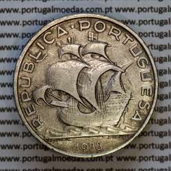 10 escudos 1933 prata, 10$00 1933 prata da Republica Portuguesa, (MBC),  World Coins Portugal KM 582