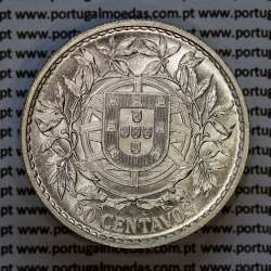 50 centavos 1912 prata, $50 centavos prata 1912 da Republica Portuguesa, (Soberba), World Coins Portugal KM 561 -02