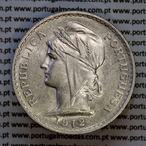 50 centavos 1912 prata, $50 centavos prata 1912 da Republica Portuguesa, (Bela), World Coins Portugal KM 561 -01