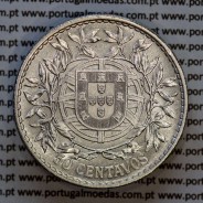 Portugal, silver coin of 50 centavos 1912 or $50 centavos 1912 of Portuguese Republic, (XF/AU), World Coins Portugal KM 56