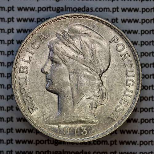Portugal, silver coin of 50 centavos 1913 or $50 centavos 1913 of Portuguese Republic, (VF+/XF), World Coins Portugal KM 561