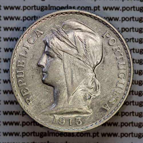 Portugal, silver coin of 50 centavos 1913 or $50 centavos 1913 of Portuguese Republic, (VF+XF), World Coins Portugal KM 561