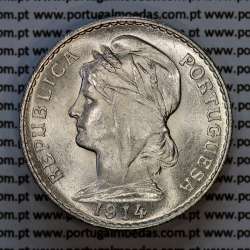 50 centavos 1914 prata, $50 centavos prata 1914 da Republica Portuguesa, (Soberba), World Coins Portugal KM 561 01