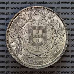 50 centavos 1914 prata, $50 centavos prata 1914 da Republica Portuguesa, (Soberba), World Coins Portugal KM 561 02