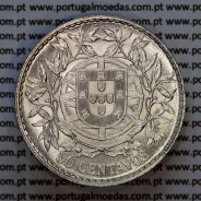 Portugal, silver coin of 50 centavos 1914 or $50 centavos 1914 of Portuguese Republic, (UNC), World Coins Portugal KM 561 02