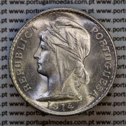 50 centavos 1914 prata, $50 centavos prata 1914 da Republica Portuguesa, (Soberba), World Coins Portugal KM 561 03