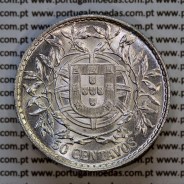50 centavos 1914 prata, $50 centavos prata 1914 da Republica Portuguesa, (Soberba), World Coins Portugal KM 561 04