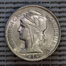 50 centavos 1914 prata, $50 centavos prata 1914 da Republica Portuguesa, (Bela-), World Coins Portugal KM 561