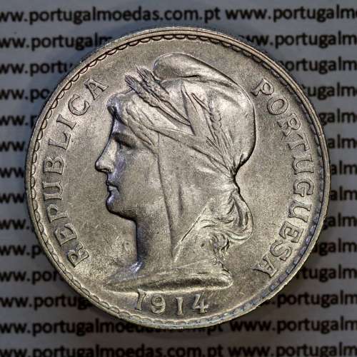 Portugal, silver coin of 50 centavos 1914 or $50 centavos 1914 of Portuguese Republic, (XF), World Coins Portugal KM 561