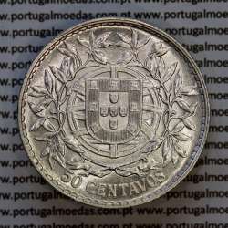 50 centavos 1914 prata, $50 centavos prata 1914 da Republica Portuguesa, (Bela-), World Coins Portugal KM 561